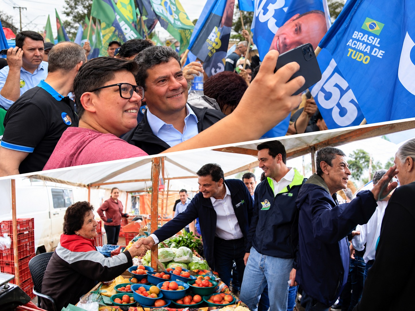 Sergio Moro e Sandro Alex fazem campanha no mesmo lugar e por pouco “não se esbarram”